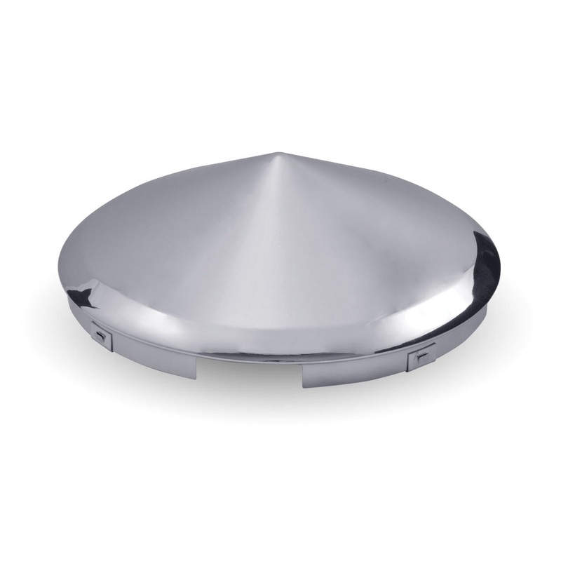 Chrome Metal Pointed Front Hubcap with 5 Notches