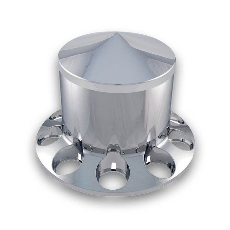 Chrome Plastic ABS Rear Hub Cover with Removeable Pointed Hubcap & 10 Holes for Nut Cover of Choice