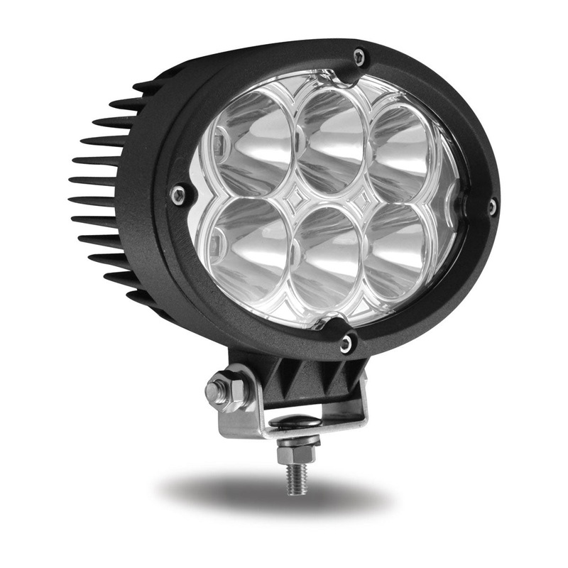 Universal White Cree Oval Work Light – Clear Lens – Black Housing (6 Diodes) – 5400 Lumens