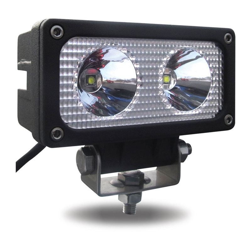 Universal White Cree Rectangular Work Light – Clear Lens – Black Housing (2 Diodes) – 2400 Lumens