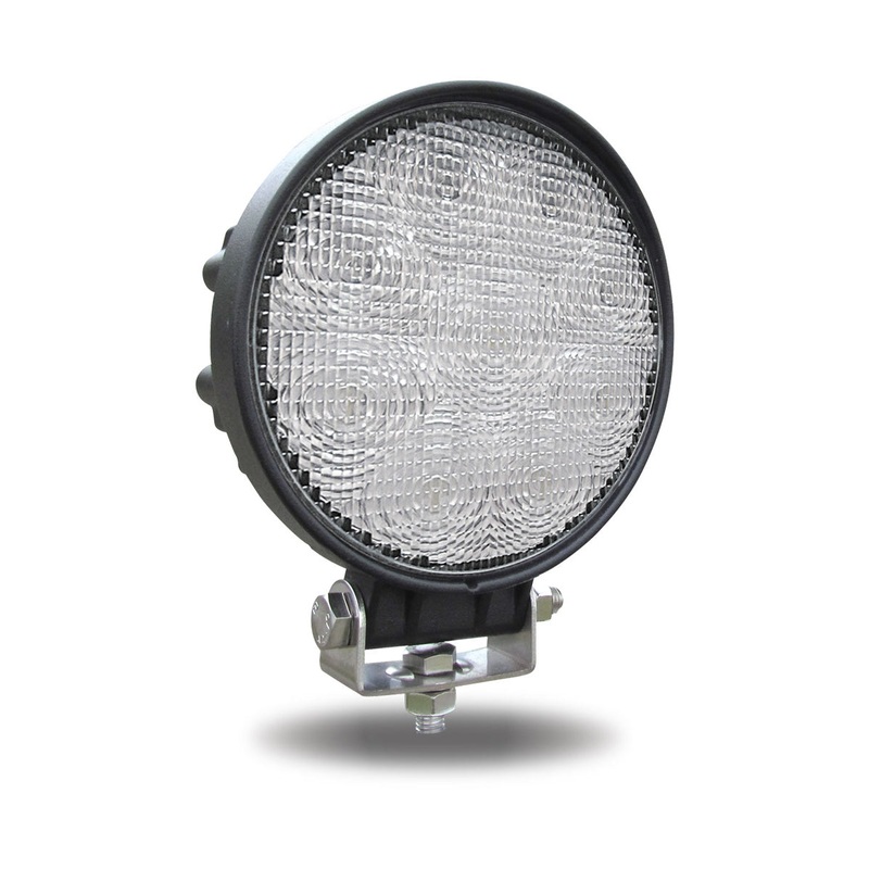 Universal White Round Flood Work Light – Clear Lens – Black Housing (9 Diodes) – 900 Lumens