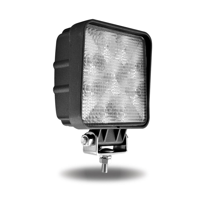 Universal White Square Flood Work Light – Clear Lens – Black Housing (9 Diodes) – 900 Lumens