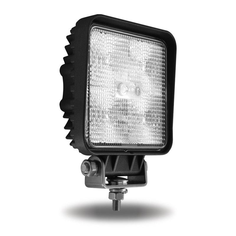 Universal White Square Work Light – Clear Lens – Black Housing (5 Diodes)