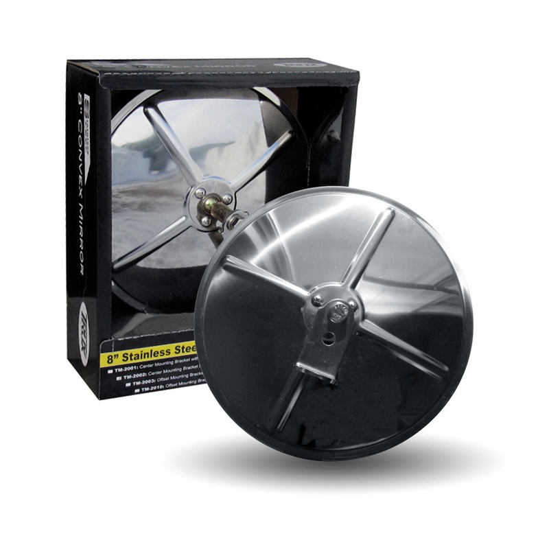 8 CONVEX STAINLESS STEEL MIRROR WITH CENTER MOUNTING BRACKETS