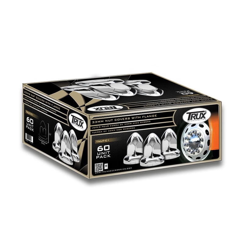 Chrome Plastic 33mm Nut Cover with Flange – Case of 60