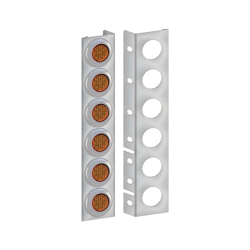 Peterbilt 379 Front Air Cleaner Light Bar with 12 X 2 LEDs, Bezels & OEM Ready Plug (2005+)