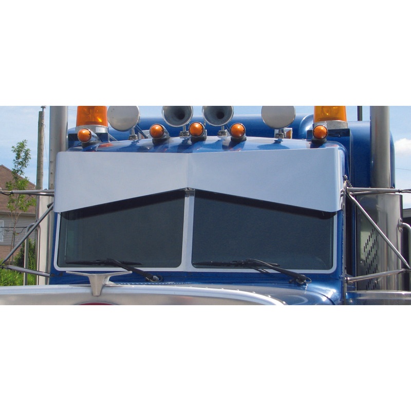 Peterbilt Stainless Steel Window Contour 3 Piece Kit (1987+). Installs with provided 3m tape.