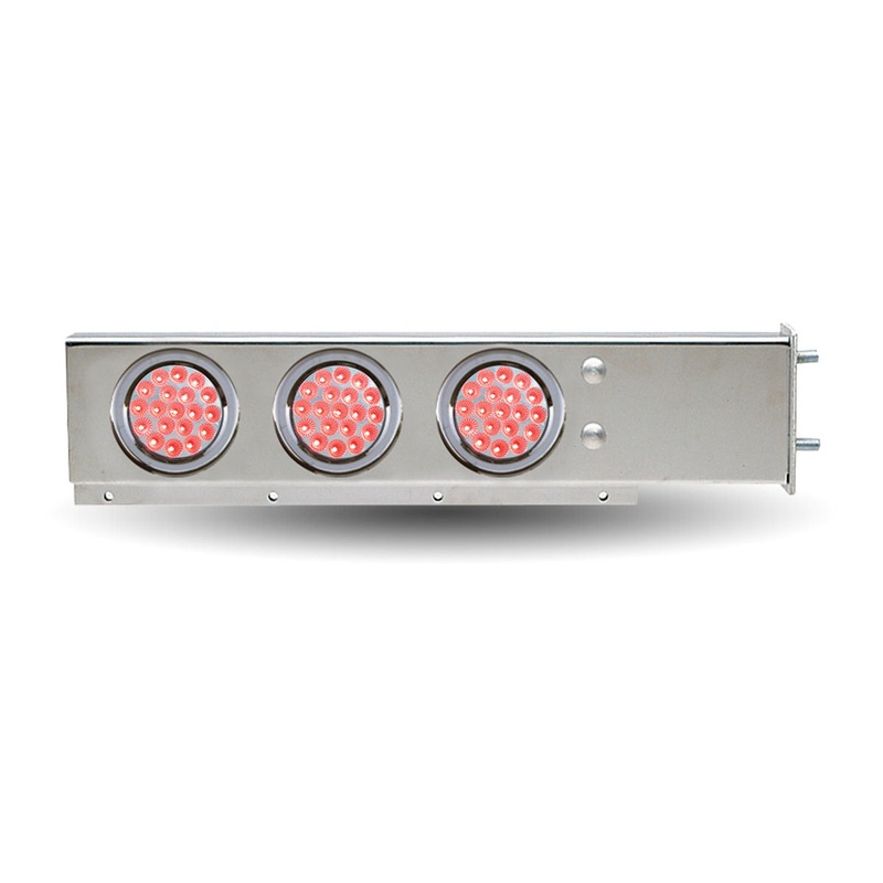 Mud Flap Hanger with Flat Top & 4 x 4 Dual Revolution, 2 x 4 Clear Red LEDs & Bezels