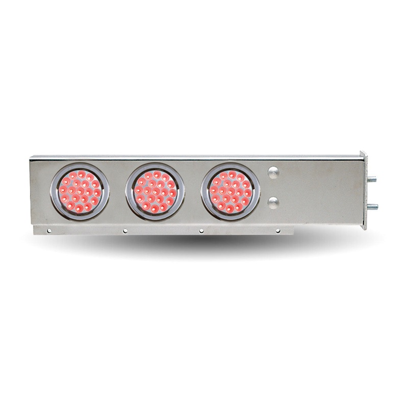 Mud Flap Hanger with Flat Top & 4 x 4 Dual Revolution (R/W) & 2 x 4 Clear Red LEDs & Bezels
