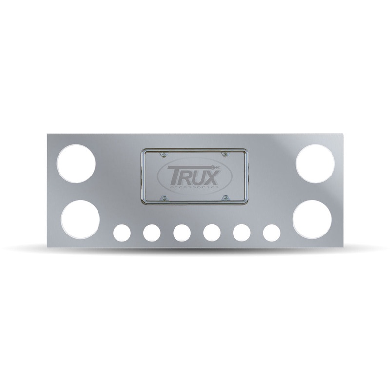 Stainless Steel Rear Center Panel with 4 x 4, 6 x 2 & 2 License Light Holes