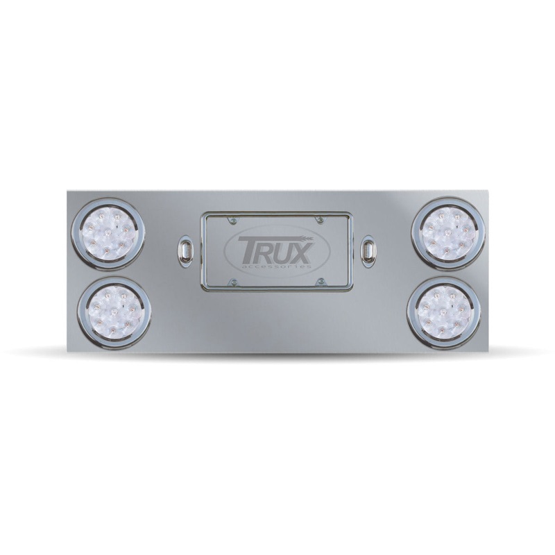 Stainless Steel Rear Center Panel with 4 x 4 Clear & 2 License Light LEDs
