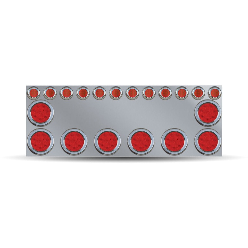 Stainless Steel Wide Rear Center Panel with 9 x 4 & 12 x 2 LEDs & Bezels