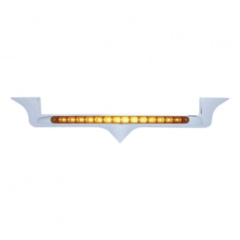 Chrome Kenworth Hood Emblem Light – 14 LED 12 Light Bar – Amber LED/Amber Lens