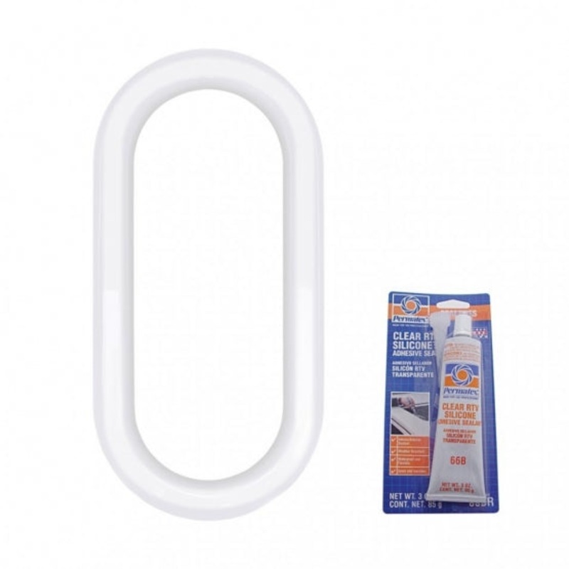 Chrome Plastic Peterbilt Exterior Oval Window Cover/Adhesive