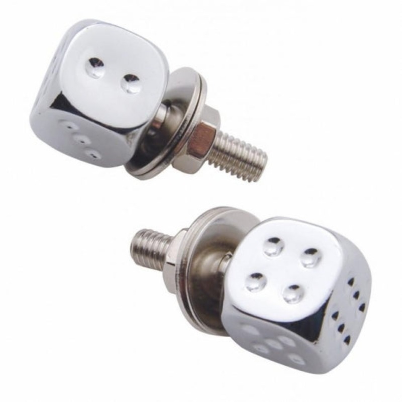 Dice License Plate Fasteners – Chrome
