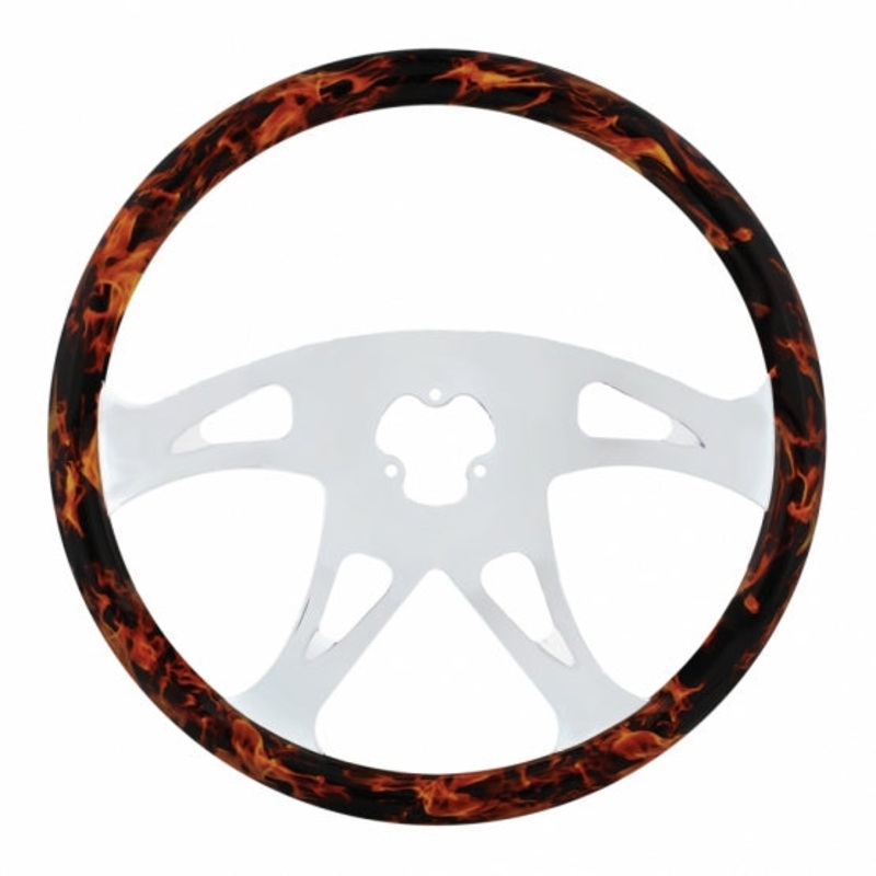 18 Flame Steering Wheel with Hydro-dip Finish Wood – Boss