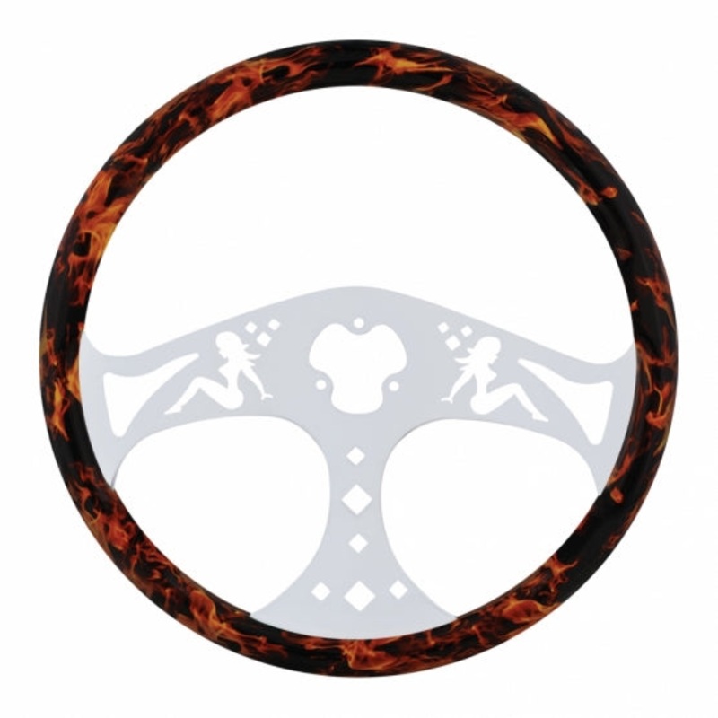 18 Flame Steering Wheel with Hydro-dip Finish Wood – Lady