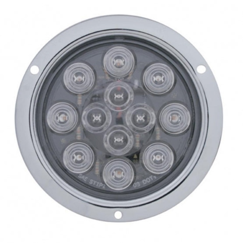 12 LED Deep Dish 4 Stop, Turn & Tail – Red LED/Clear Lens