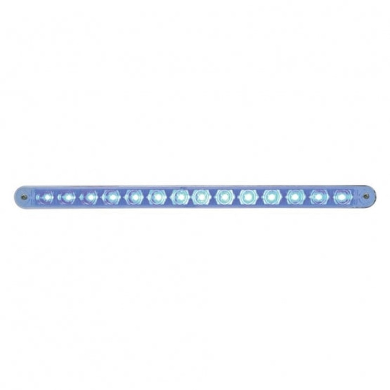 14 LED 12 Auxiliary Strip Light w/ Bezel – Blue LED/Clear Lens