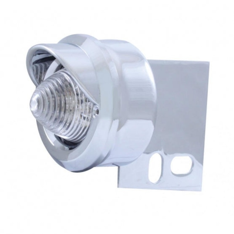 9 LED Beehive Mud Flap Hanger End Light w/ Visors – Red LED/Clear Lens