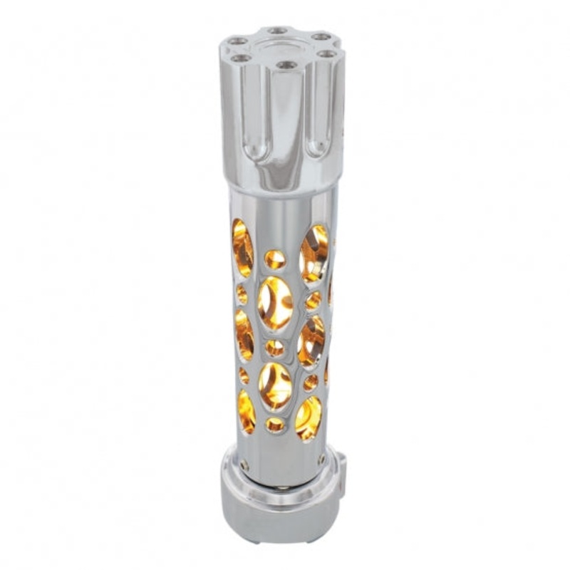 LED Austin Gun Cylinder Gear Shift Knob w/ Adaptor for 9 Speed – Amber