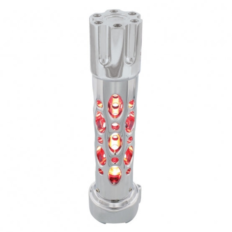 LED Austin Gun Cylinder Gear Shift Knob w/ Adaptor for 9 Speed – Red
