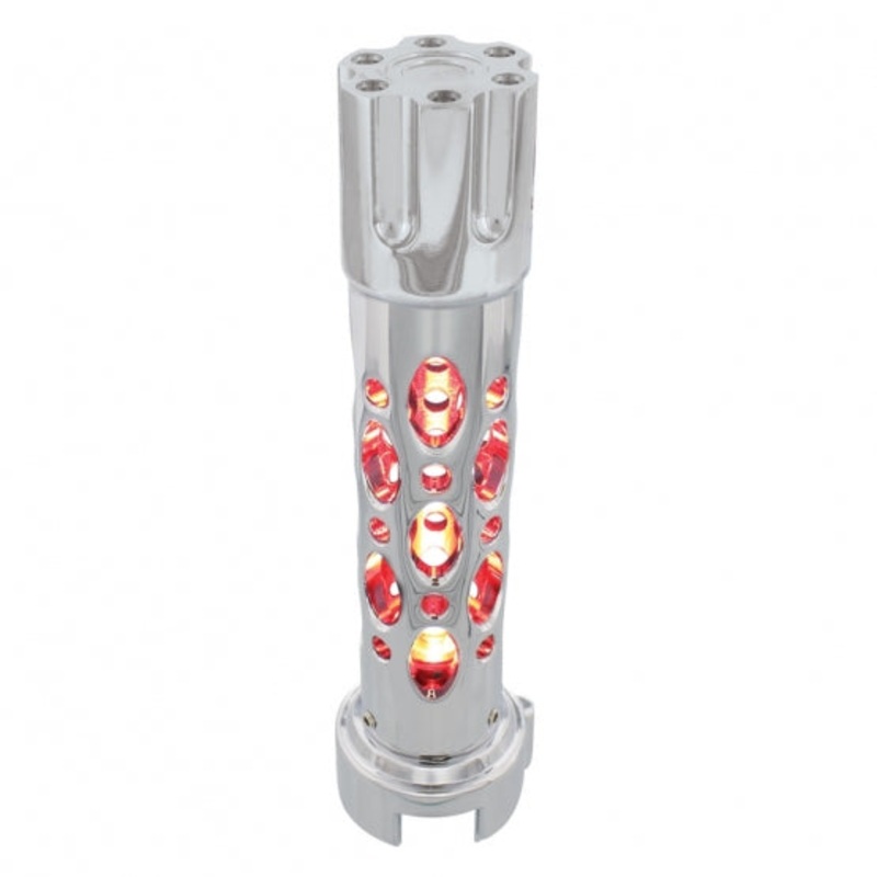LED Austin Gun Cylinder Gearshift Knob w/ Adaptor for 13/15/18 Speed – Red