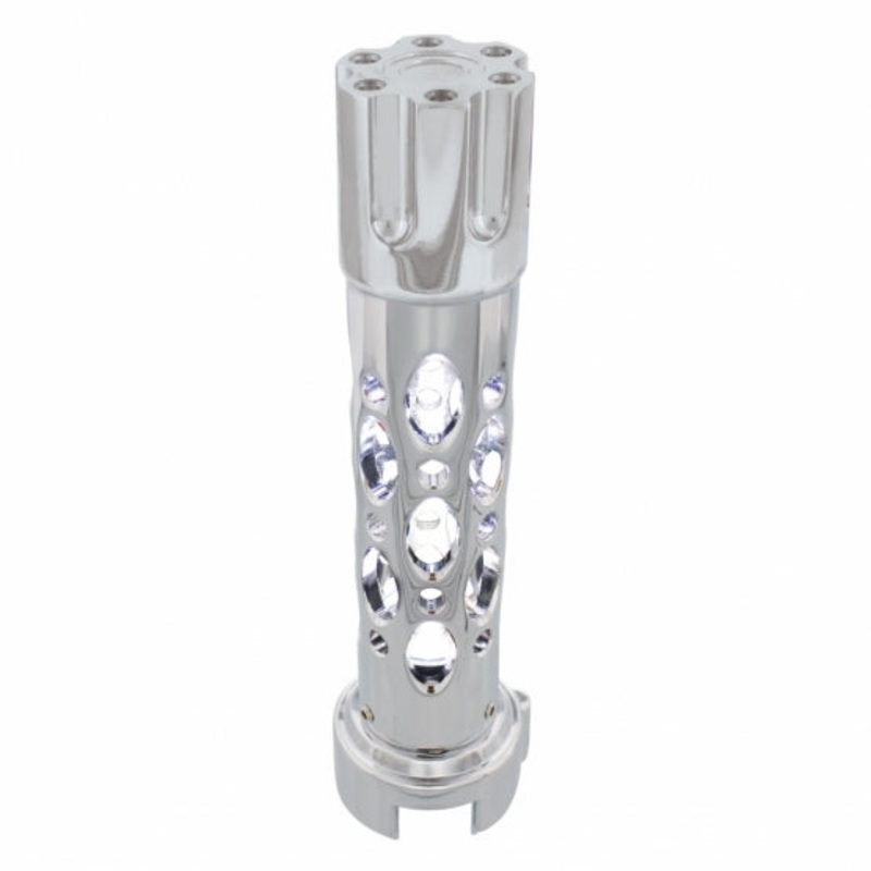 LED Austin Gun Cylinder Gearshift Knob w/ Adaptor for 13/15/18 Speed – White