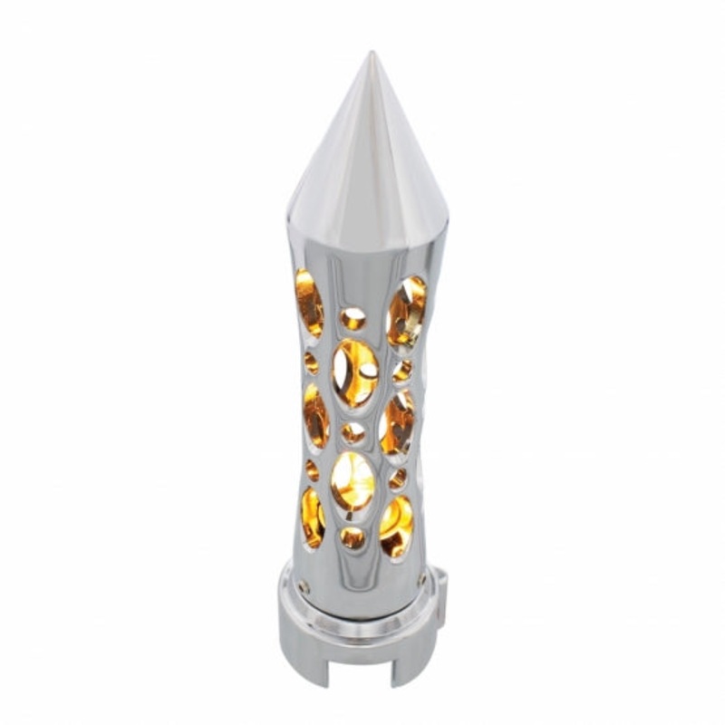 LED Daytona Spike Gear Shift Knob w/ Adaptor for 13/15/18 Speed – Amber