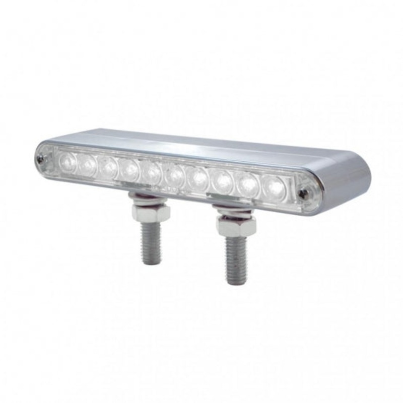 10 LED 6 1/2 Double Face Light Bar – Amber & Red LED/Clear Lens