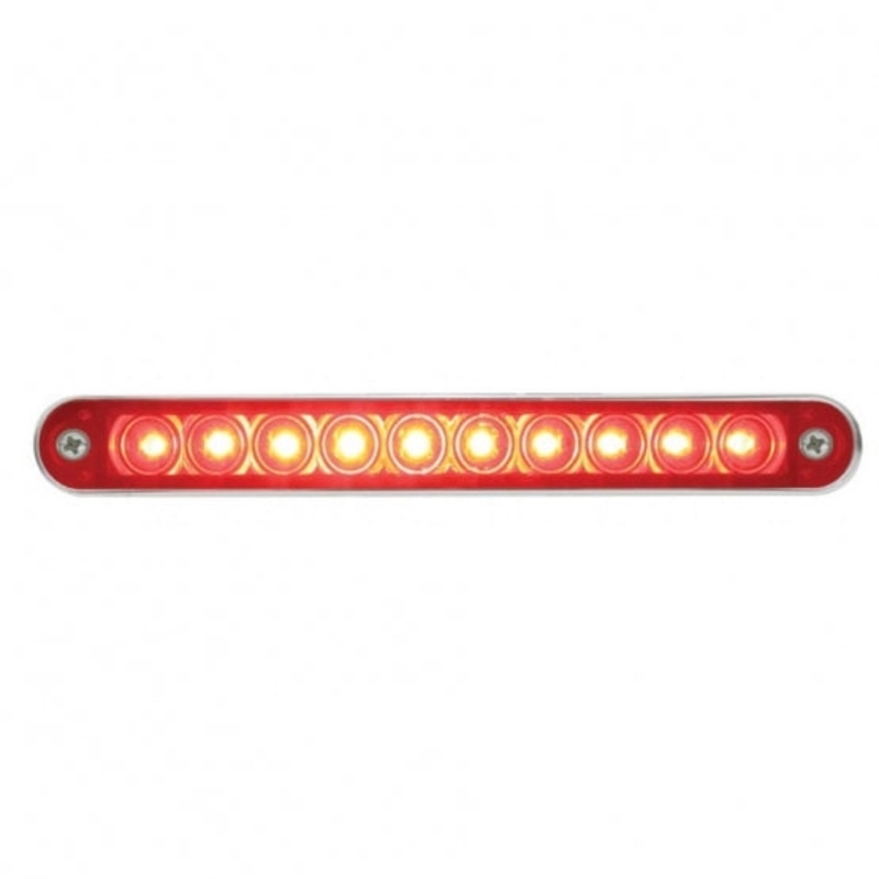 10 LED 6 1/2 Stop, Turn & Tail Light Bar w/ Bezel – Red LED/Red Lens