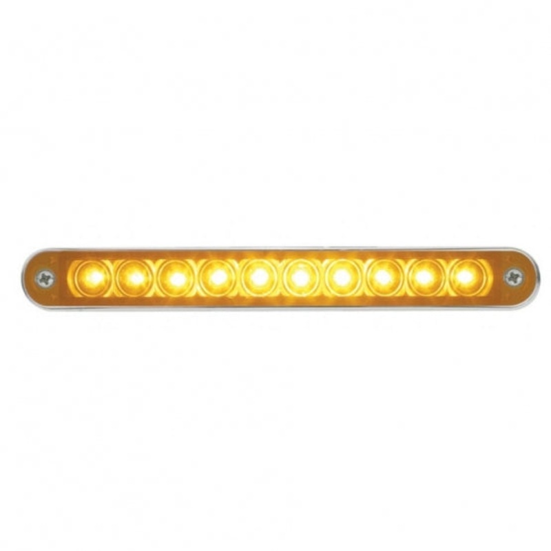 10 LED 6 1/2 Turn Signal Light Bar w/ Bezel – Amber LED/Amber Lens