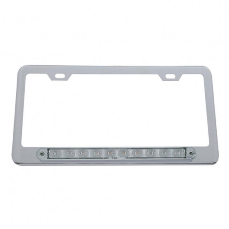 10 LED Light Bar License Frame – Amber LED/Clear Lens