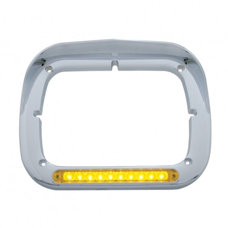 10 LED Single Headlight Bezel w/ Visor – Amber LED/Amber Lens