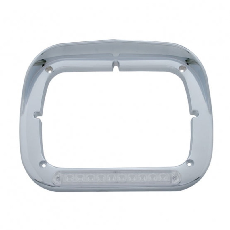 10 LED Single Headlight Bezel w/ Visor – Amber LED/Clear Lens