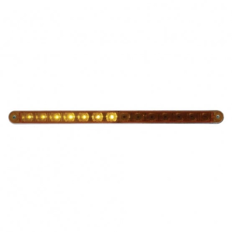 14 LED 12 Sequential Light Bar w/ Chrome Bezel – Amber LED/Amber Lens