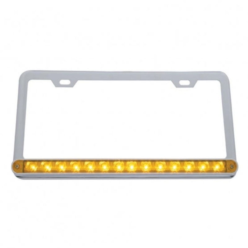 14 LED Light Bar License Frame  – Amber LED/Amber Lens