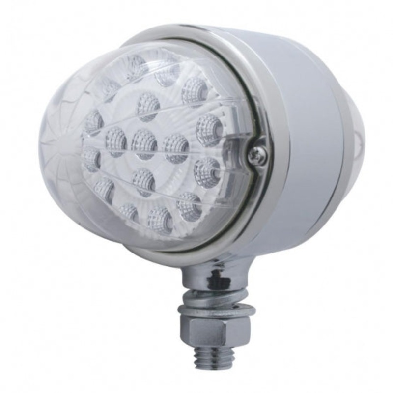17 LED Dual Function Reflector Double Face Light – Amber & Red LED/Clear Lens