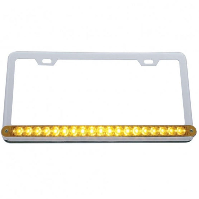 19 LED Reflector Light Bar License Frame – Amber LED/Amber Lens