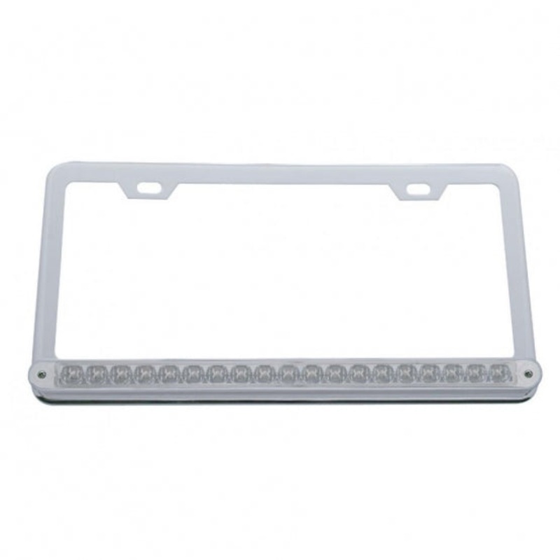 19 LED Reflector Light Bar License Frame – Amber LED/Clear Lens