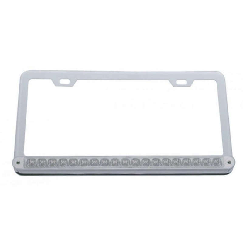 19 LED Reflector Light Bar License Frame – Red LED/Clear Lens