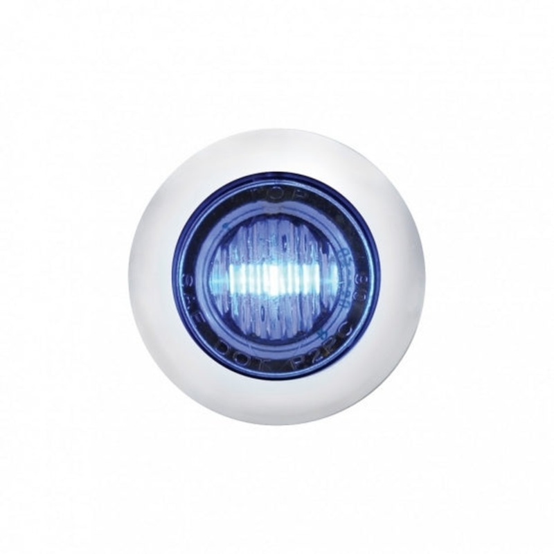 3 LED Mini Clearance/Marker Light w/ Bezel – Blue LED/Clear Lens
