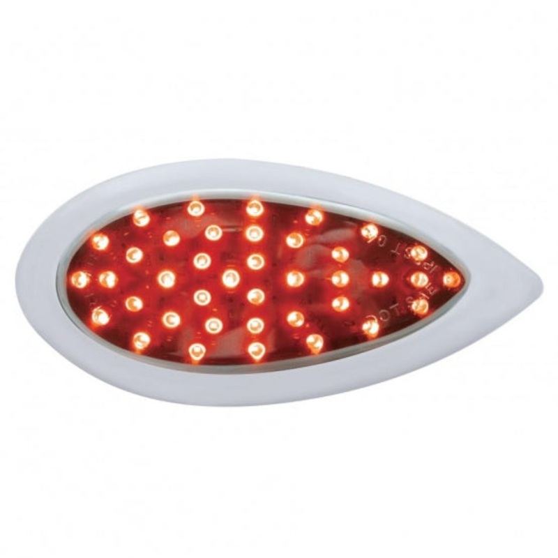 39 LED Teardrop Auxiliary Light  w/ Bezel – Red LED w/ Chrome Lens