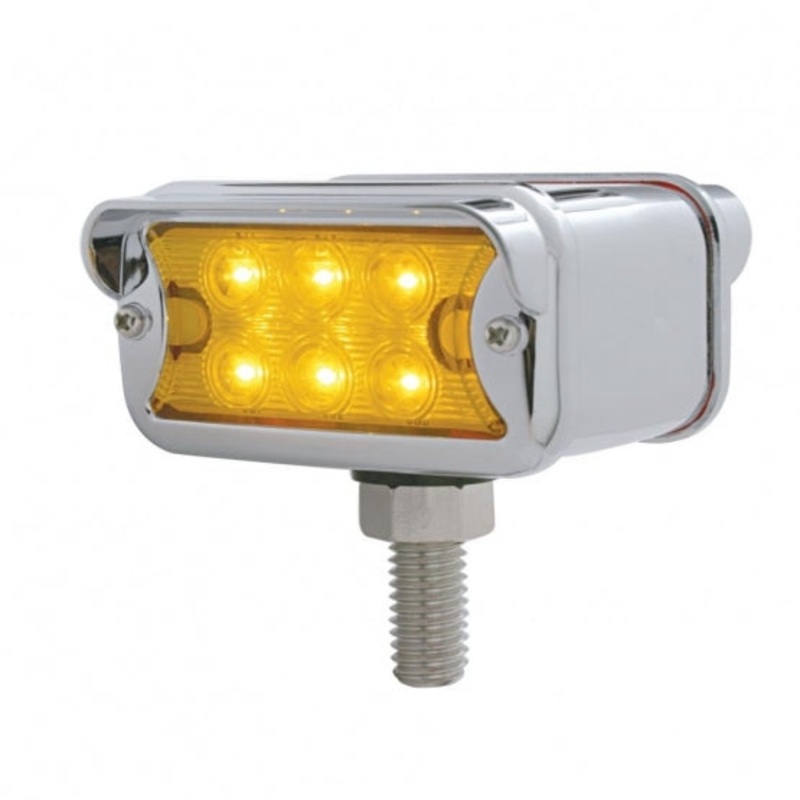 6 LED Dual Function Double Face Light w/ Horizontal Visor – Amber & Red LED/Amber & Red Lens