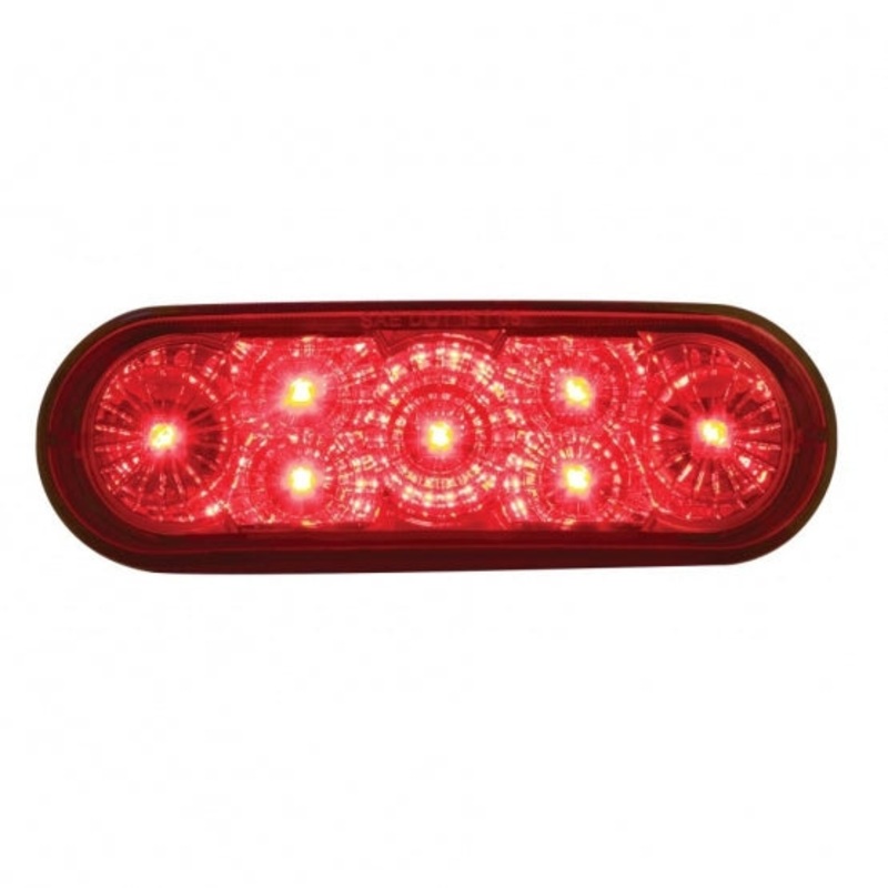 7 LED 4 Oval Stop, Turn & Tail Light – Red LED/Red Lens