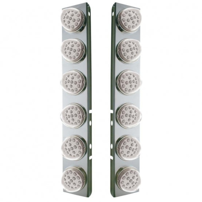 Peterbilt Front Air Cleaner Bracket Kit w/ 12 Reflector LED Lights & Bezel (Dual Function) – Amber LED/Clear Lens