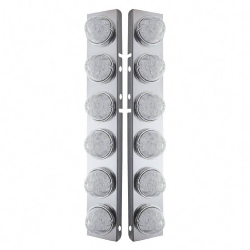 Peterbilt Front Air Cleaner Kit w/ 12 Watermelon LED Lights & Bezel – Amber LED/Clear Lens