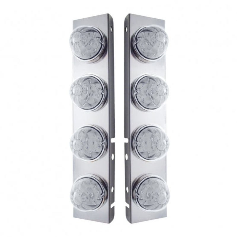 Peterbilt Front Air Cleaner Kit w/ 8 Watermelon LED Lights & Bezel – Amber LED/Clear Lens