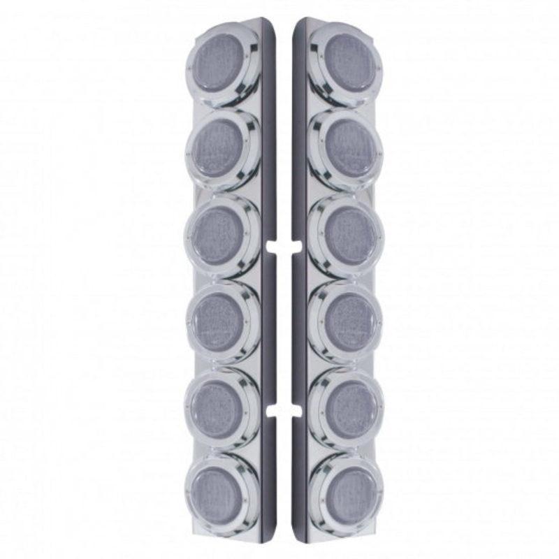 Peterbilt Rear Air Cleaner Bracket w/ 12 Flat LED Lights & Bezel – Red LED/Clear Lens