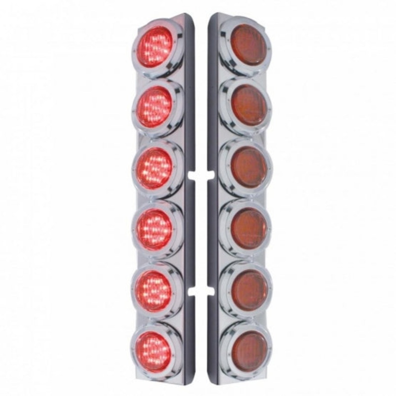Peterbilt Rear Air Cleaner Bracket w/ 12 Flat LED Lights & Bezel – Red LED/Red Lens